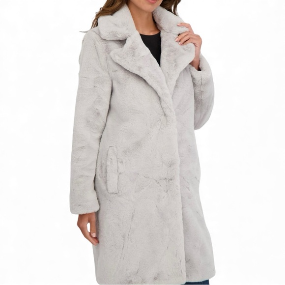 Aqua Jackets & Blazers - Aqua Silver Plush Teddy Midi Coat, NWT, S